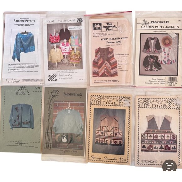 9 Vintage Sewing Patterns Vests Jackets Ponchos More For Crafting Enthusiasts - Picture 3 of 5